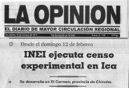 INEI ejecuta censo experimental en Ica