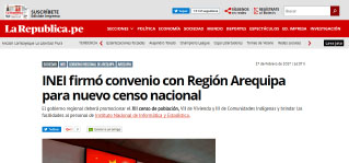 INEI firmó convenio con Región Arequipa para nuevo Censo Nacional