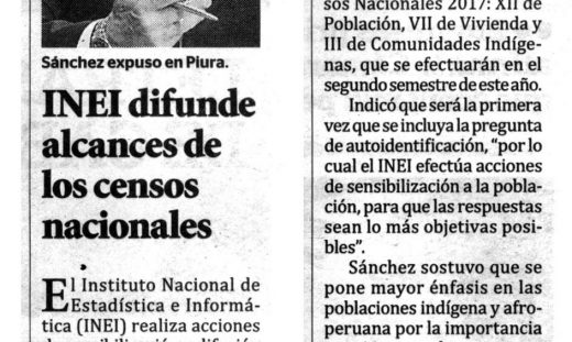 INEI difunde alcances de los censos nacionales