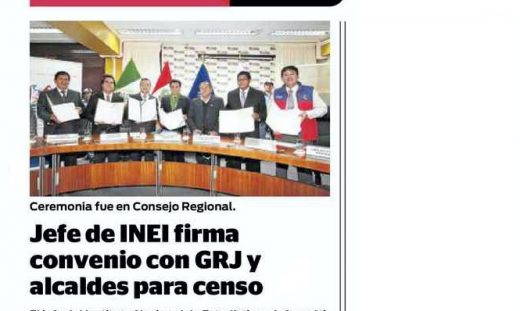 Jefe del INEI firma convenio con GRJ y alcaldes para Censo