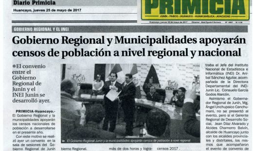 Gobierno Regional y Municipalidades apoyarán censos de población a nivel nacional y regional