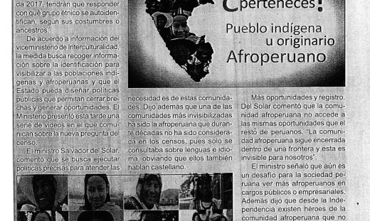 El Censo 2017 incluirá por primera vez opción de autoidentificación étnica