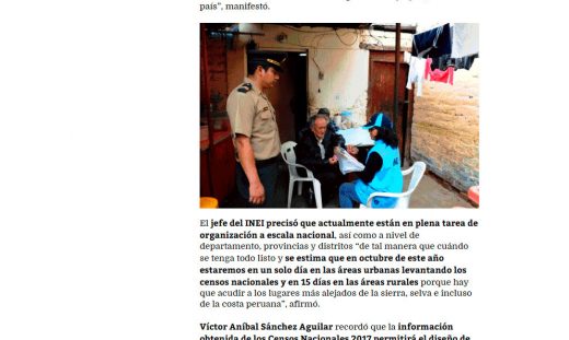 INEI estima censar más de 350 mil viviendas en la región Lambayeque