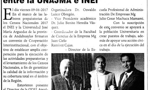 Firman convenio interinstitucional entre la UNAJMA e INEI