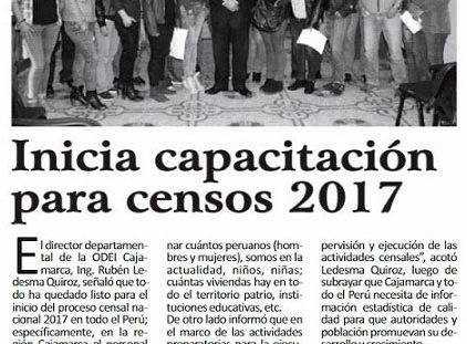 Inicia capacitación para los censos 2017