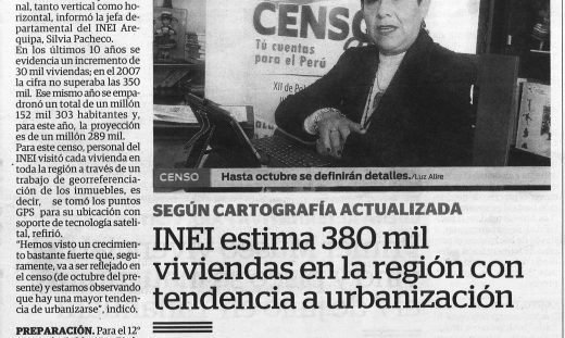 INEI ESTIMA 380 MIL VIVIENDAS EN LA REGIÓN CON TENDENCIA A URBANIZACIÓN