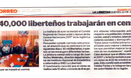 40 mil liberteños trabajarán en censos