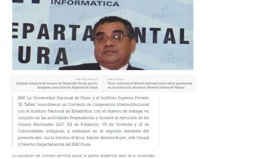 INEI suscribe convenio para Censos Nacionales 2017 de población y vivienda