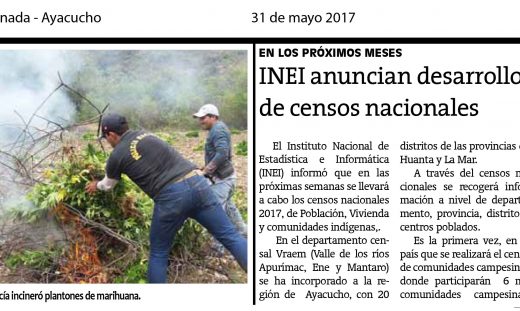 INEI anuncia desarrollo de los censos nacionales