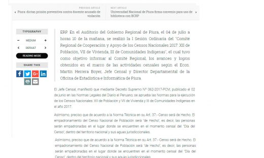 Preparan organización de Censos de Población y Vivienda en Piura