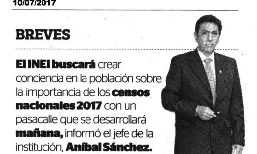 EL INEI buscará crear conciencia en la población sobre los Censos Nacionales 2017