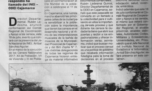 Pasacalle de sensibilización por censos de desarrollo en Cajamarca