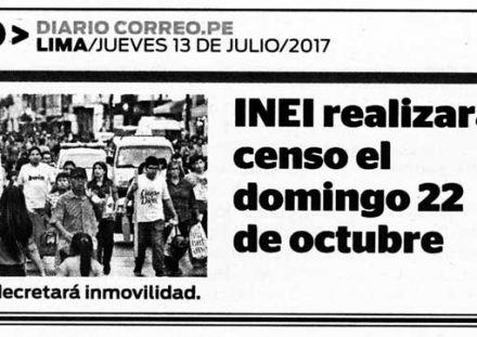 INEI realizará censo el domingo 22 de octubre