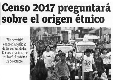 Censo 2017 preguntará sobre el origen étnico