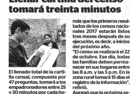 Llenar cartilla del censo tomará treinta minutos
