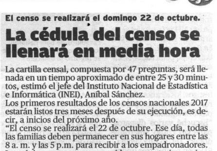 La cédula del censo se llenará en media hora