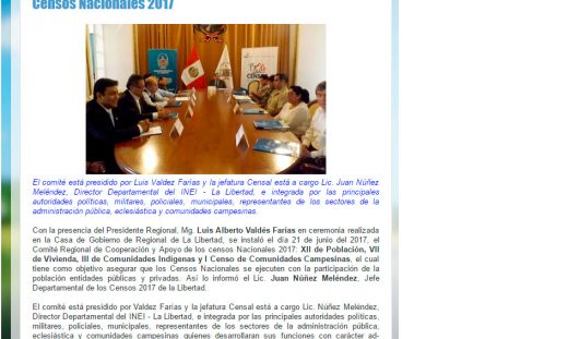 Instalaron Comité Regional de Cooperación y Apoyo a los Censos Nacionales