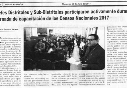 Jefes Distritales y Sub Distritales participaron activamente durante jornada de capacitación de los Censos Nacionales 2017