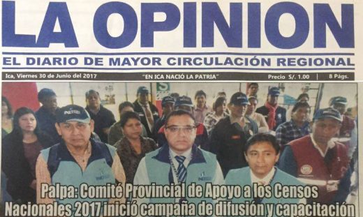 Palpa: Comité Provincial de Apoyo a los Censos Nacionales 2017 inició campaña de difusión y capacitación