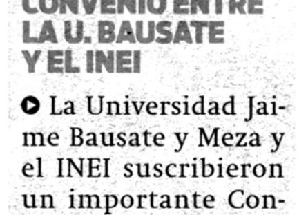 Convenio entre la U. Bausate y el INEI