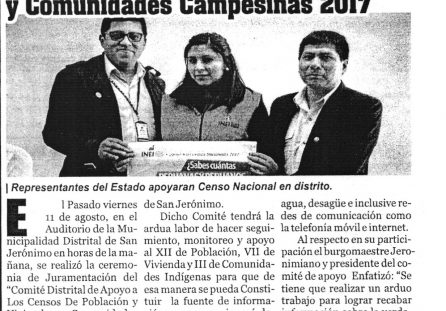 Juramenta comité distrital de apoyo a los Censos Nacionales de Población, Vivienda y Comunidades Campesinas