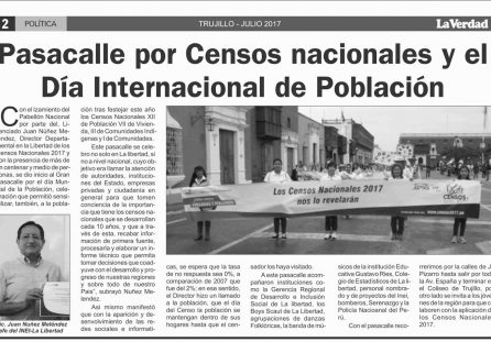 Pasacalle por Censos Nacionales y el Día Internacional de la Población