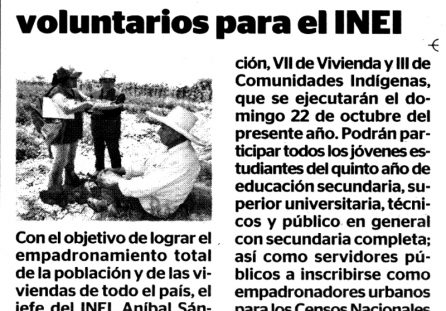 Convocatorias de voluntarios para el INEI