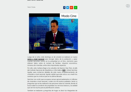 Jefe del INEI explica cómo se realzará el censo nacional del 22 de octubre