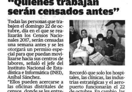 Quienes trabajen serán censados antes