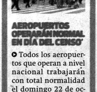 Aeropuertos operarán normal en el Día del Censo