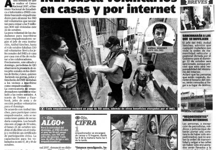 INEI busca voluntarios por casas y por internet