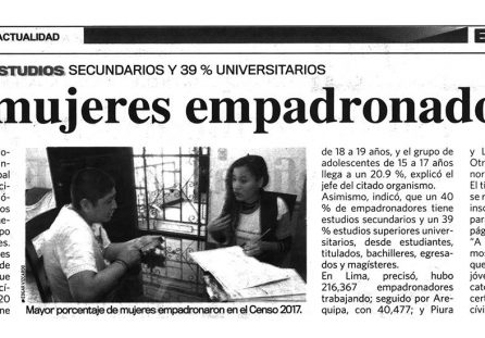 Más mujeres empadronadoras