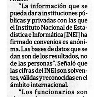 “Cifras del INEI son solventes y válidas”