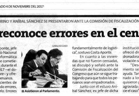 INEI reconoce errores en el censo