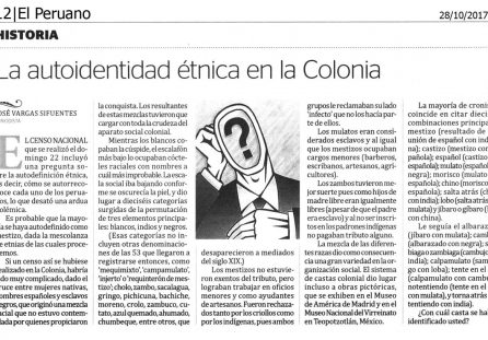 La autoidentidad étnica en la Colonia