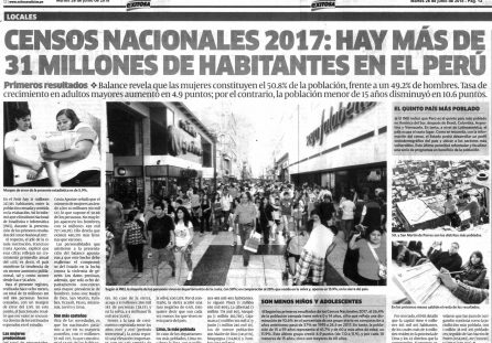 Censos Nacionales 2017: Hay más de 31 millones de habitantes en el Perú
