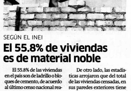 El 55,8% de las viviendas es de material noble