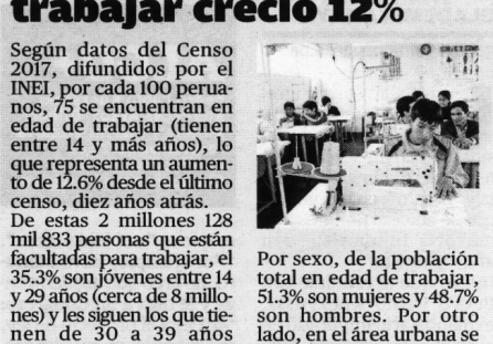 Población en edad de trabajar creció 12%