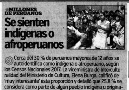 Se sienten indígenas o afroperuanos