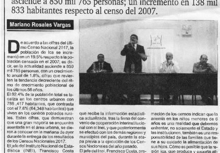 INEI entregó resultados de los Censos Nacionales 2017 respecto a la región Ica